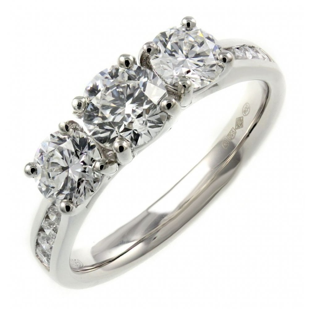 Platinum 1.50ct E VS1 GIA round brilliant diamond 3 stone ring