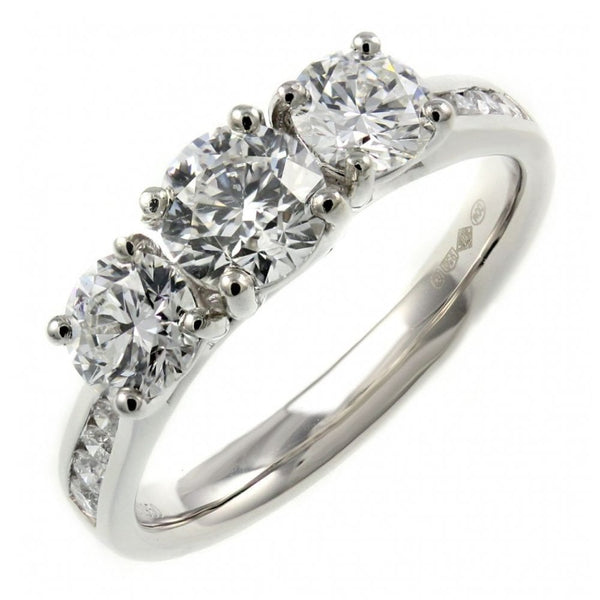 Platinum 1.50ct E VS1 GIA round brilliant diamond 3 stone ring