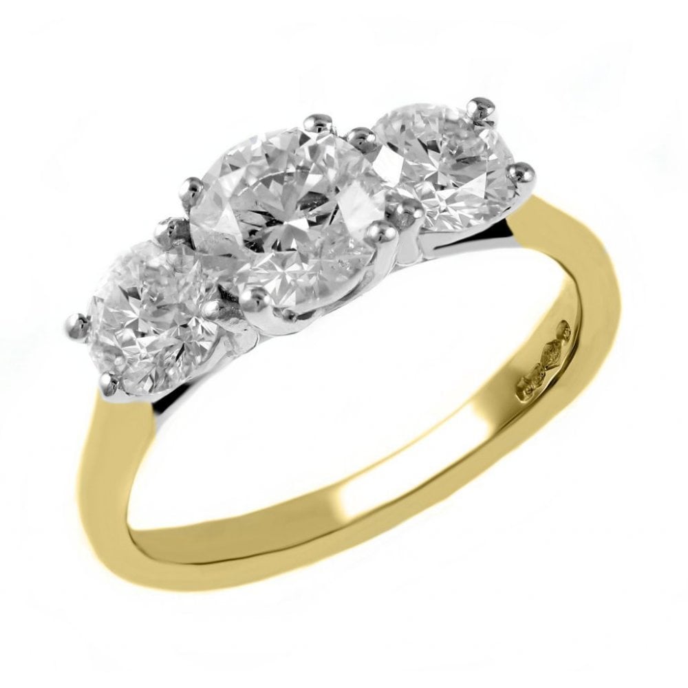 18ct yellow gold 1.51ct D SI1 IGL diamond 3 stone ring