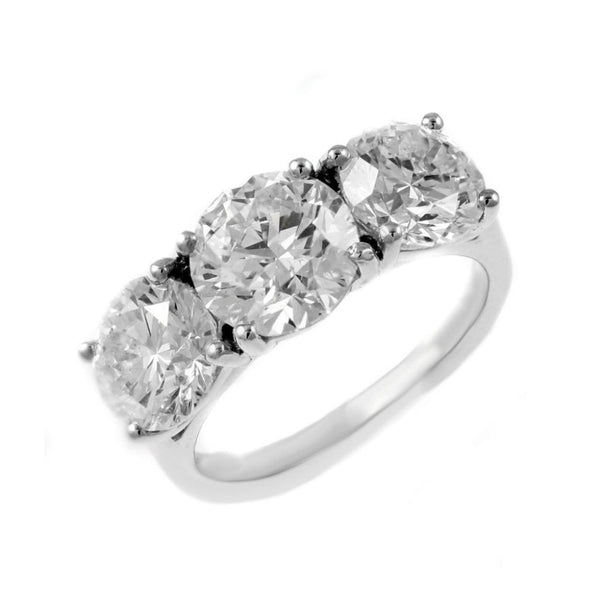 Platinum 4.04ct E SI1 EGL round brilliant diamond 3 stone ring