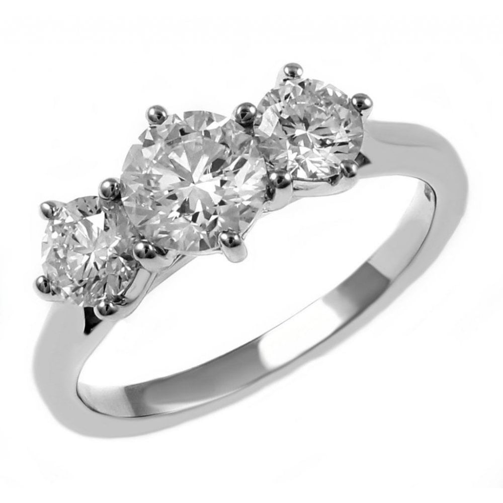 Platinum 1.53ct round brilliant cut diamond 3 stone ring