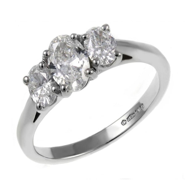 Platinum 1.00ct D VS2  GIA oval diamond 3 stone ring