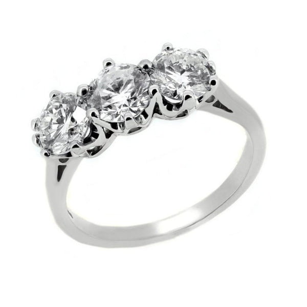Platinum 2.04ct round brilliant cut diamond 3 stone ring