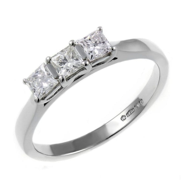 Platinum 0.50ct princess cut diamond 3 stone ring