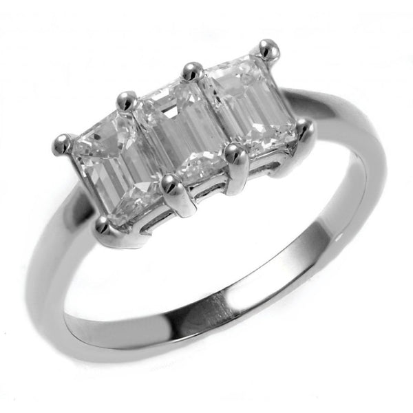 Platinum 1.40ct emerald cut diamond 3 stone ring
