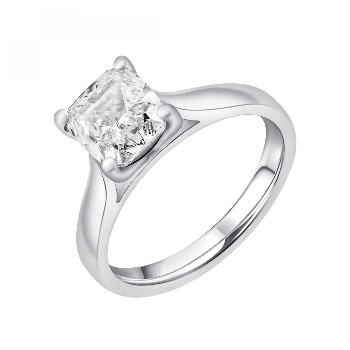 Lab grown platinum 2.01ct D VVS2 IGI cushion cut diamond ring