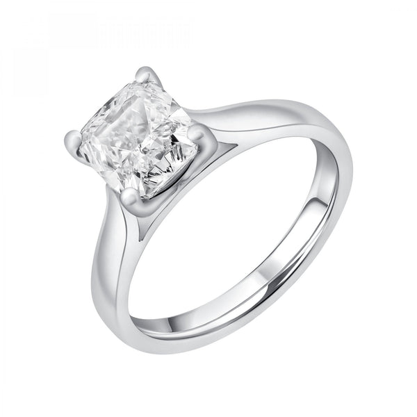 Lab grown platinum 2.01ct D VVS2 IGI cushion cut diamond ring