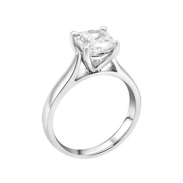 Lab grown platinum 2.01ct D VVS2 IGI cushion cut diamond ring