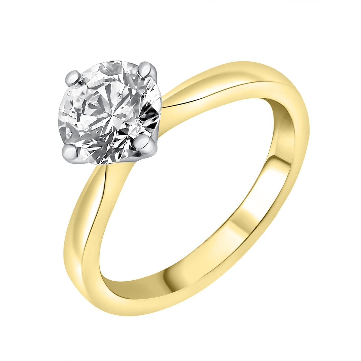 Lab Grown 18ct Yellow Gold 1.63ct D Vvs2 Igi Round Diamond Ring