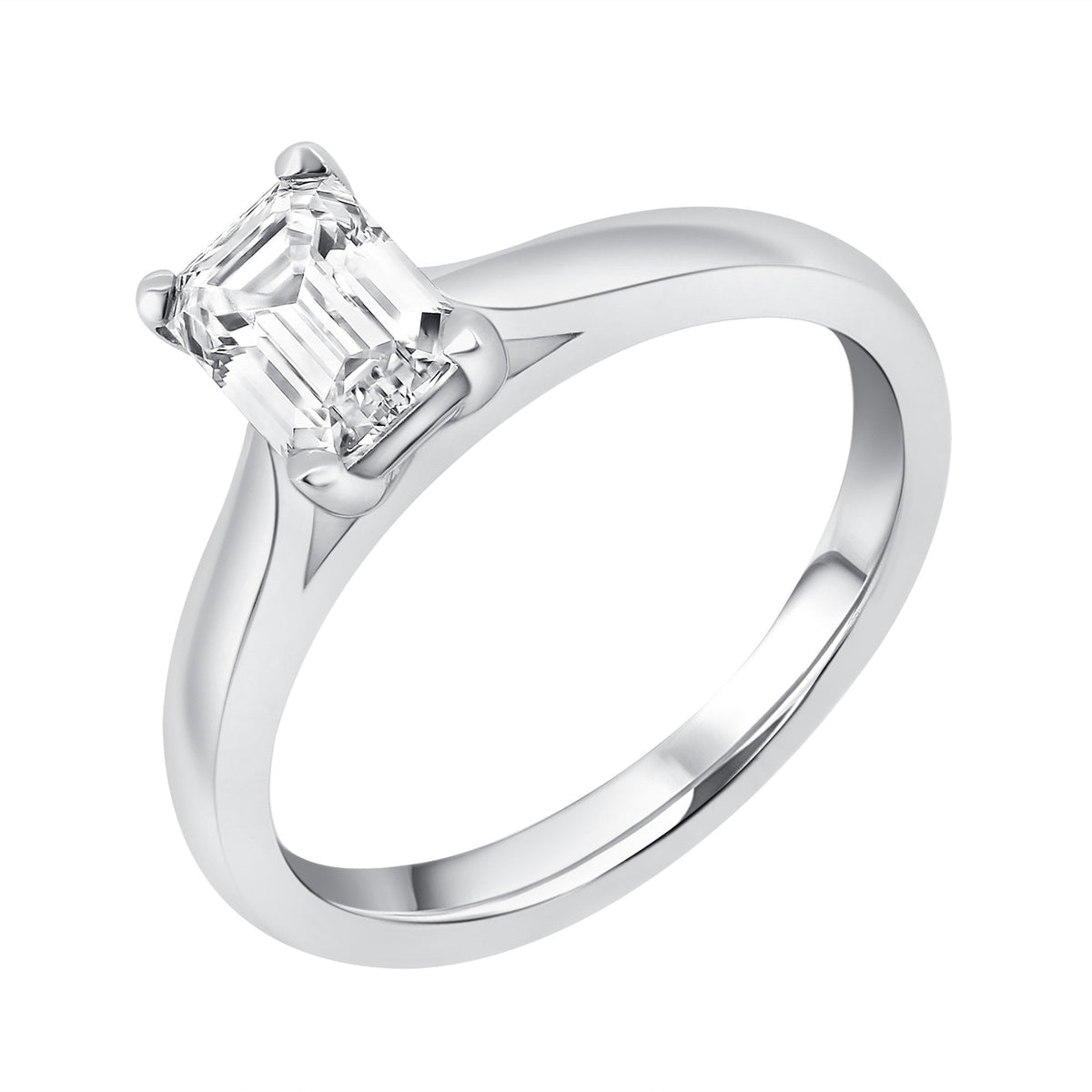Lab grown platinum 1.50ct D VVS2 IGI emerald cut diamond ring
