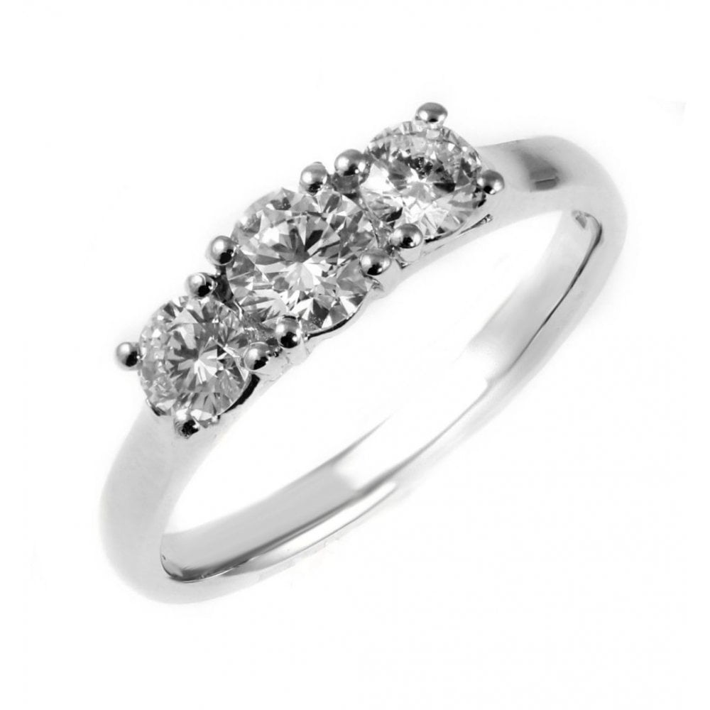 Platinum 1.09ct D VS1 GIA round brilliant 3 stone diamond ring