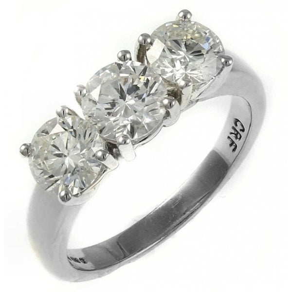 Platinum 1.50ct F VS2 GIA round brilliant 3 stone diamond ring
