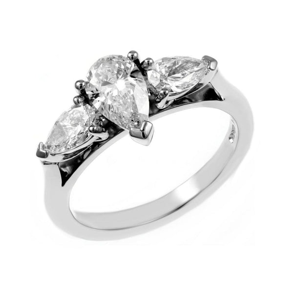 Platinum 1.32ct D VS2 GIA pear diamond 3 stone ring