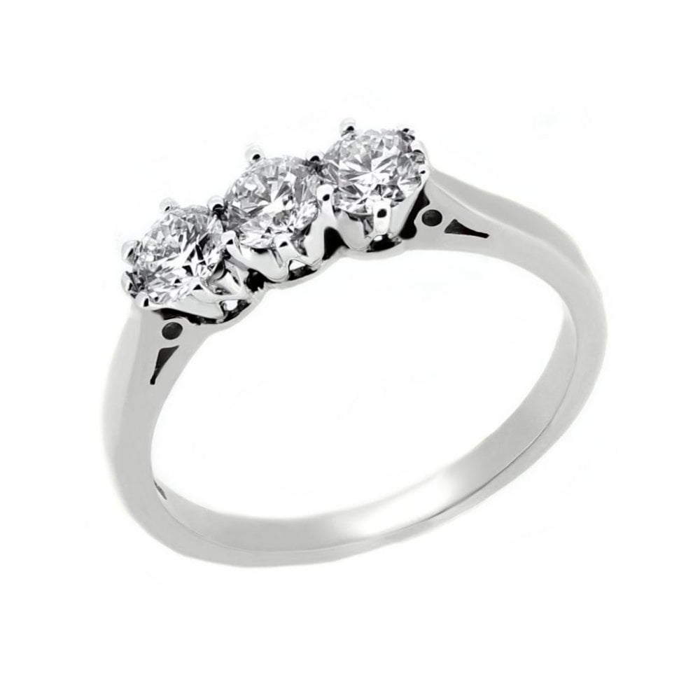 Platinum 0.78ct round brilliant cut diamond 3 stone ring