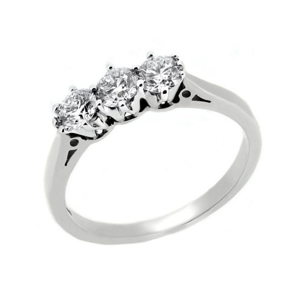 Platinum 0.78ct round brilliant cut diamond 3 stone ring