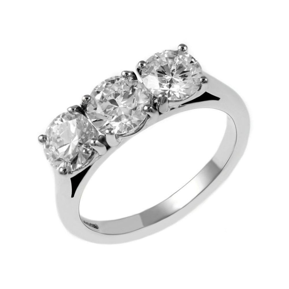 Platinum 2.00ct round brilliant cut diamond 3 stone ring