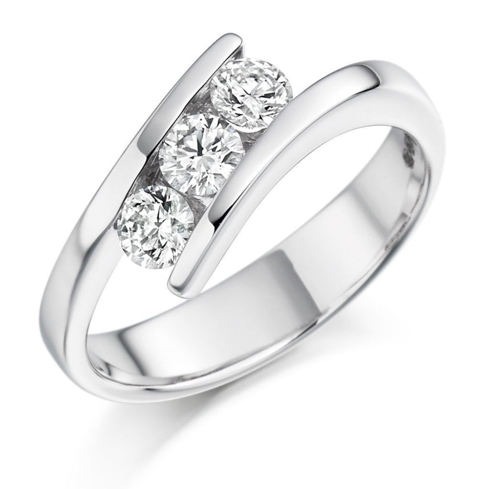 Platinum 0.55ct 3 stone round brilliant cut diamond trilogy ring
