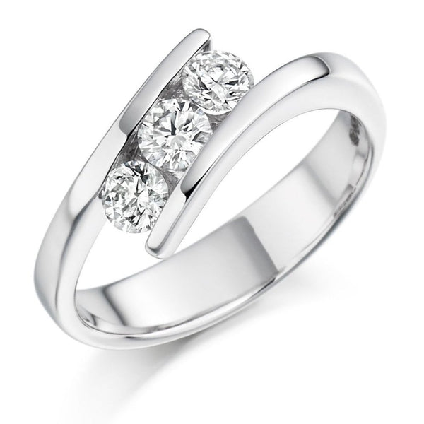 Platinum 0.55ct 3 stone round brilliant cut diamond trilogy ring