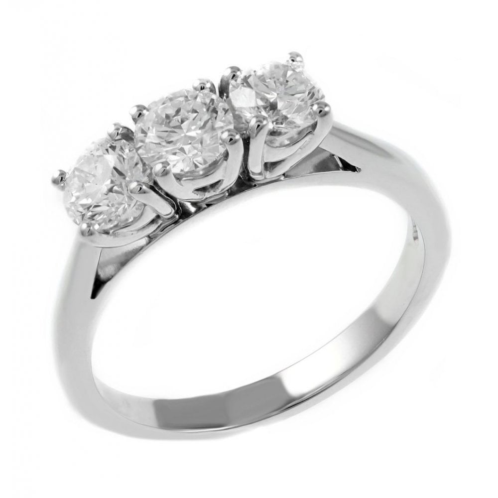 Platinum 1.00ct round brilliant cut 3 stone diamond ring