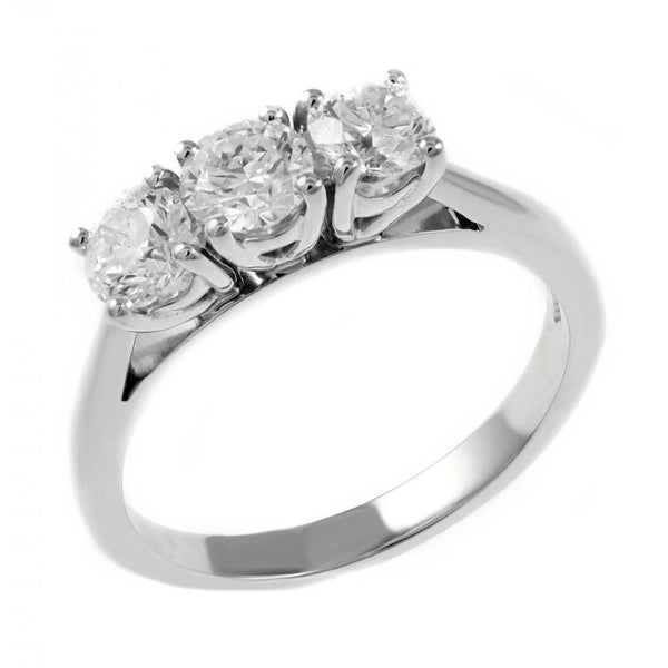 Platinum 1.00ct round brilliant cut 3 stone diamond ring