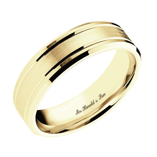 18ct yellow gold 6.0mm flat heavy weight court wedding ring