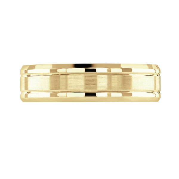 18ct yellow gold 6.0mm flat heavy weight court wedding ring