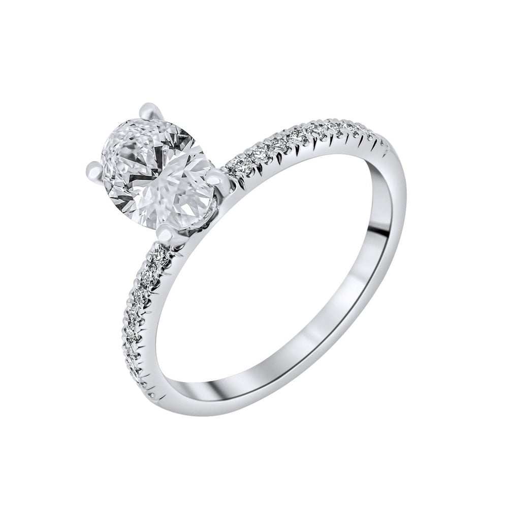 Lab grown platinum 1.00ct D VVS2 IGI oval cut diamond ring