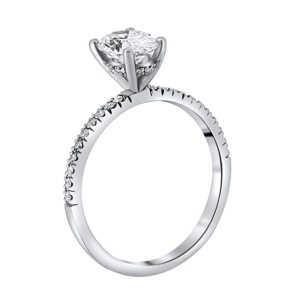 Lab grown platinum 1.00ct D VVS2 IGI oval cut diamond ring