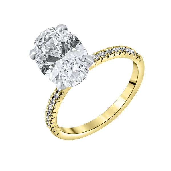 Lab grown 18ct yellow gold 3.00ct D VVS2 IGI oval diamond ring