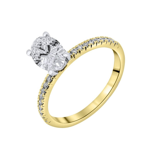 Lab Grown 18ct Yellow Gold 1.03ct D Vvs2 Igi Oval Diamond Ring