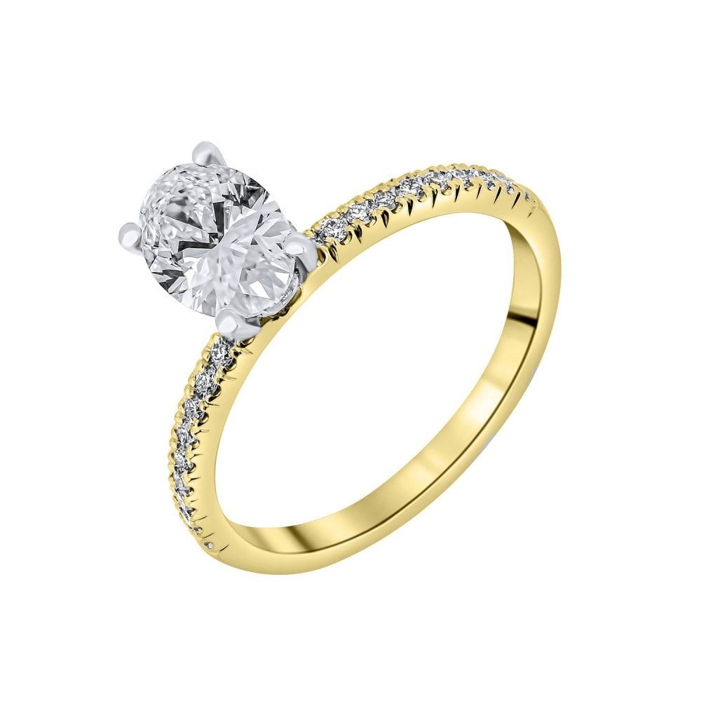 Lab grown 18ct yellow gold 1.03ct D VVS2 IGI oval diamond ring