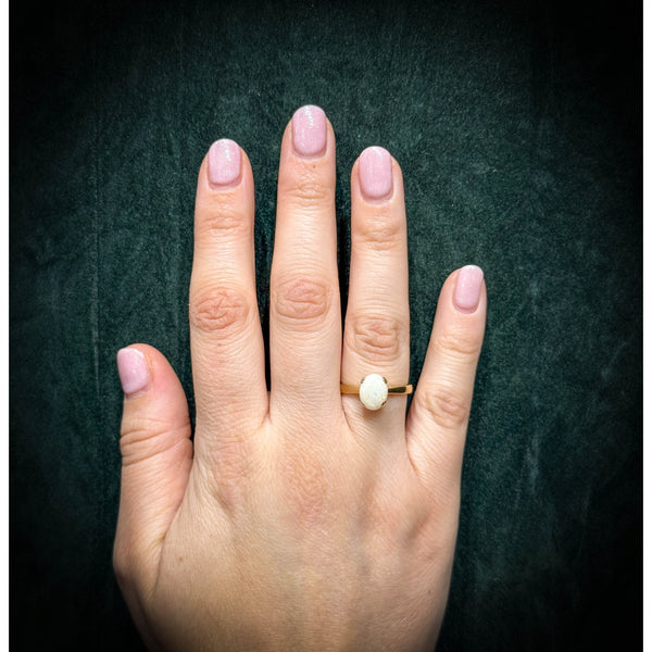 9ct yellow gold 9mm x 7mm oval natural opal ring