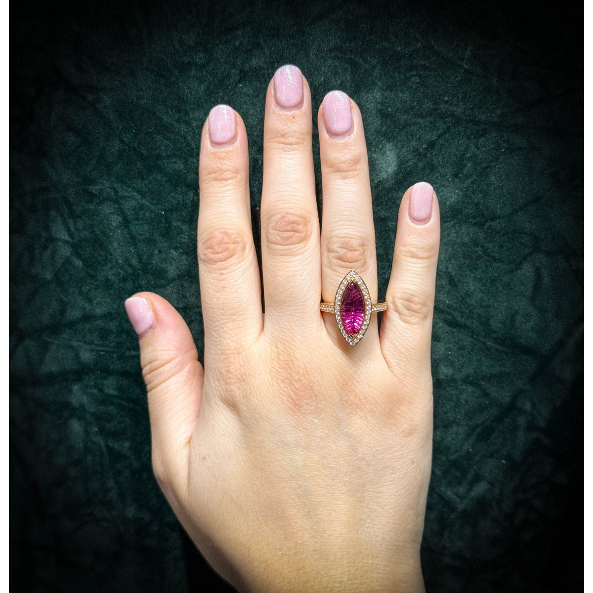 18ct rose gold 2.80ct pink tourmaline & 0.69ct diamond ring