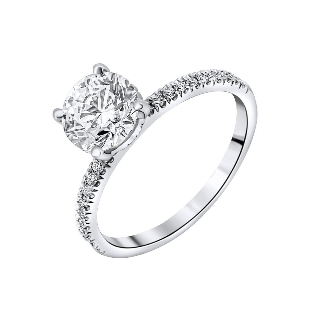 Lab grown platinum 1.50ct D VVS2 IGI round diamond ring