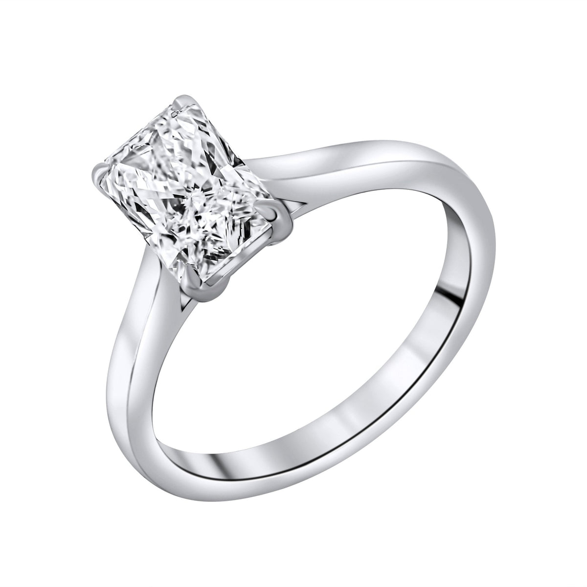 Lab grown platinum 1.52ct D VVS2 IGI radiant cut diamond ring