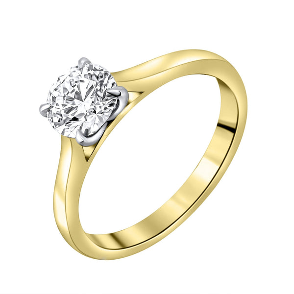 Lab grown 18ct yellow gold 1.00ct D VVS2 IGI round diamond ring