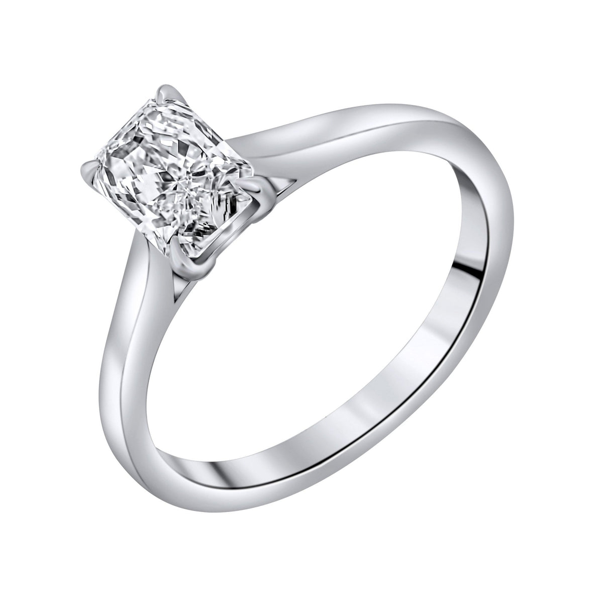 Lab grown platinum 1.00ct D VVS2 IGI radiant cut diamond ring