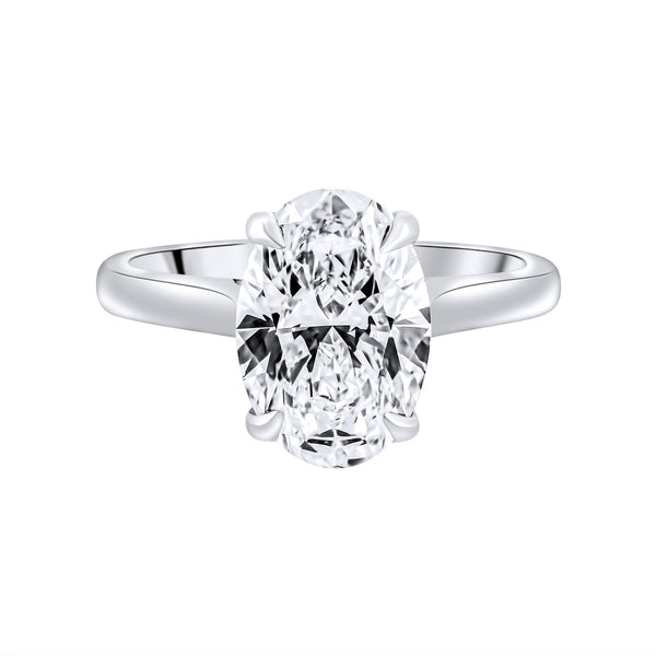Lab grown platinum 3.00ct D VVS2 IGI oval diamond ring