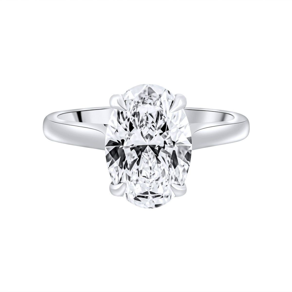 Lab grown platinum 3.04ct D VVS2 IGI oval diamond ring
