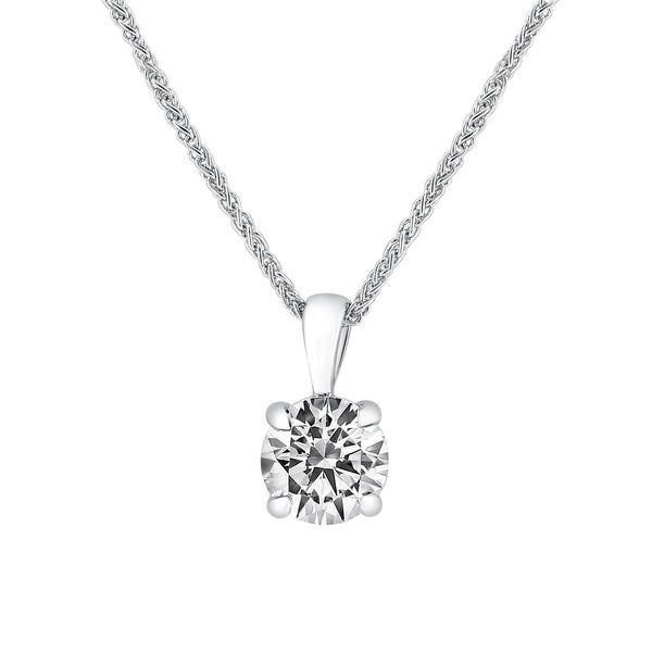 Lab grown platinum 1.00ct D VVS2 IGI round diamond pendant