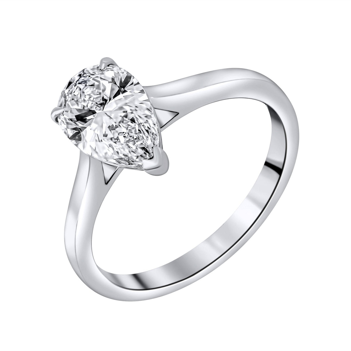 Lab grown platinum 1.52ct D VVS2 IGI pear cut diamond ring