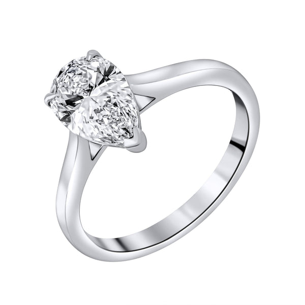 Lab grown platinum 1.52ct D VVS2 IGI pear cut diamond ring