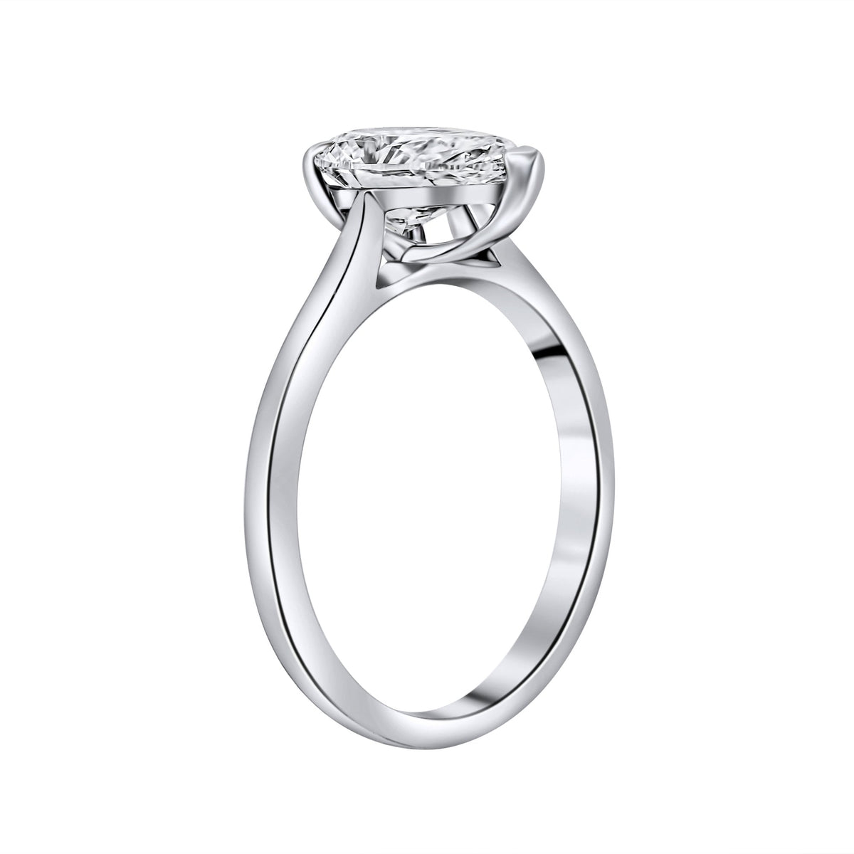 Lab grown platinum 1.52ct D VVS2 IGI pear cut diamond ring