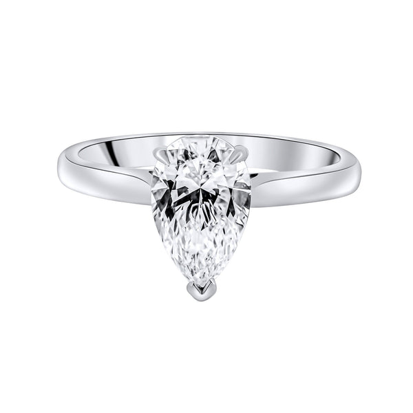Lab grown platinum 1.52ct D VVS2 IGI pear cut diamond ring