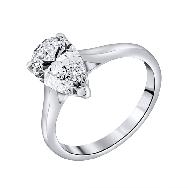 Lab grown platinum 2.00ct D VVS2 IGI pear cut diamond ring