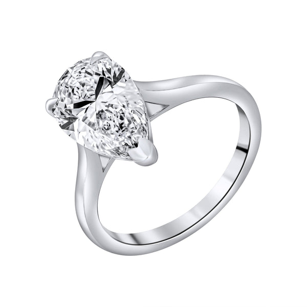 Lab grown platinum 3.02ct D VVS2 IGI pear diamond ring