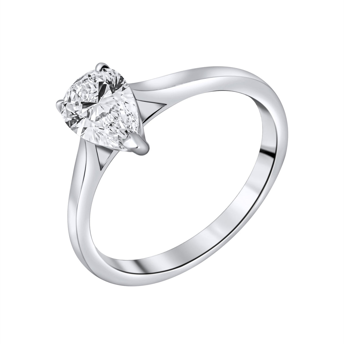 Lab grown platinum 1.00ct D VVS2 IGI pear cut diamond ring