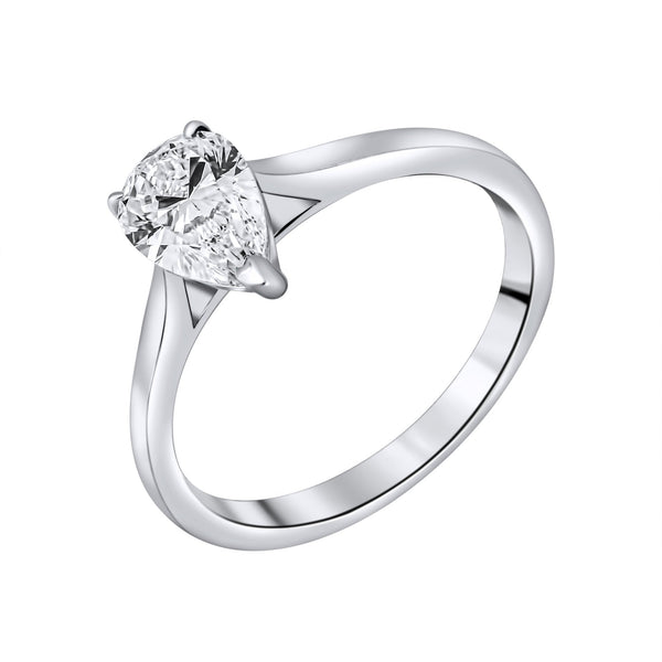 Lab grown platinum 1.00ct D VVS2 IGI pear cut diamond ring