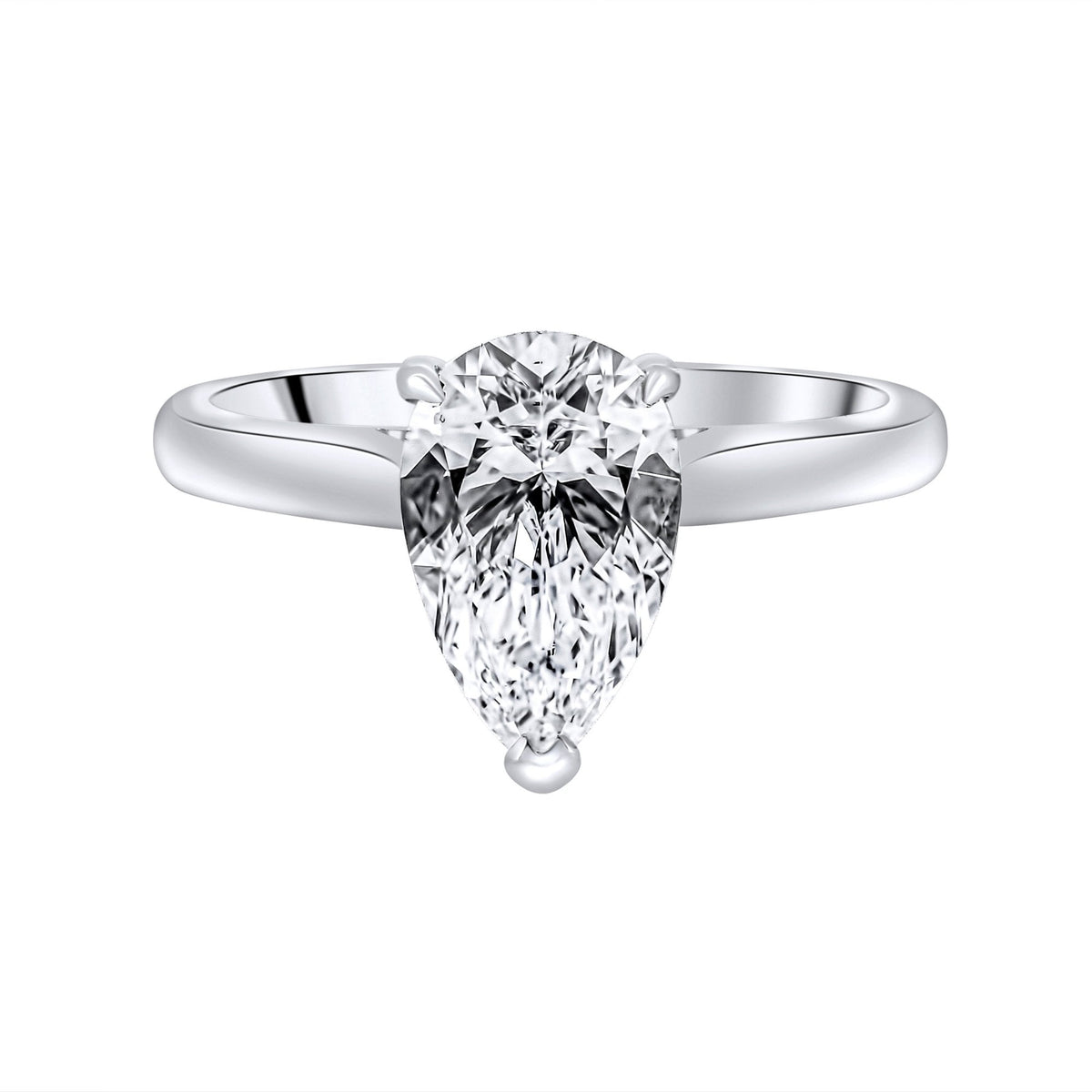 Lab grown platinum 2.00ct D VVS2 IGI pear cut diamond ring
