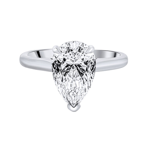 Lab grown platinum 3.02ct D VVS2 IGI pear diamond ring